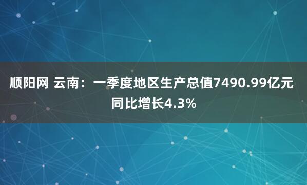 顺阳网 云南：一季度地区生产总值7490.99亿元 同比增长4.3%