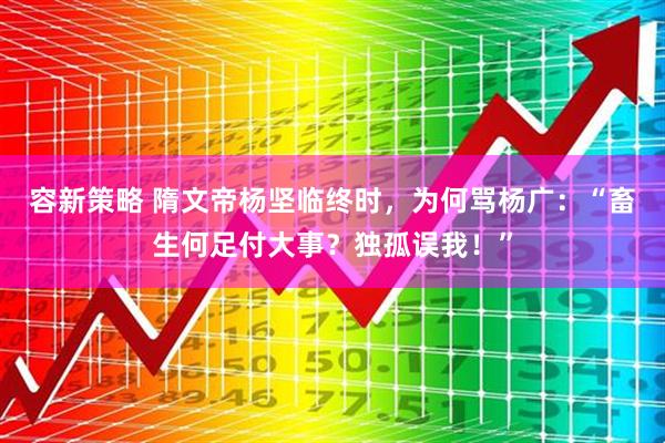 容新策略 隋文帝杨坚临终时，为何骂杨广：“畜生何足付大事？独孤误我！”
