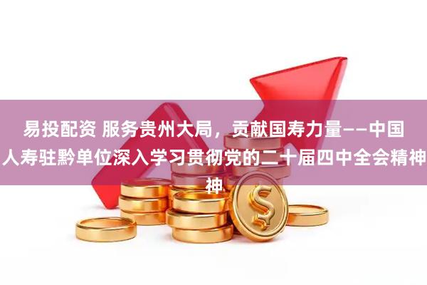 易投配资 服务贵州大局，贡献国寿力量——中国人寿驻黔单位深入学习贯彻党的二十届四中全会精神