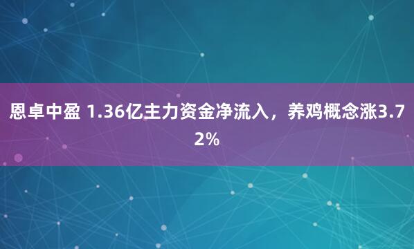 恩卓中盈 1.36亿主力资金净流入，养鸡概念涨3.72%